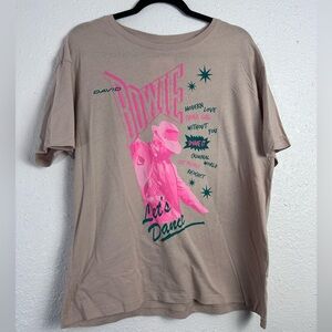 David Bowie Graphic Tan T-Shirt Size Large